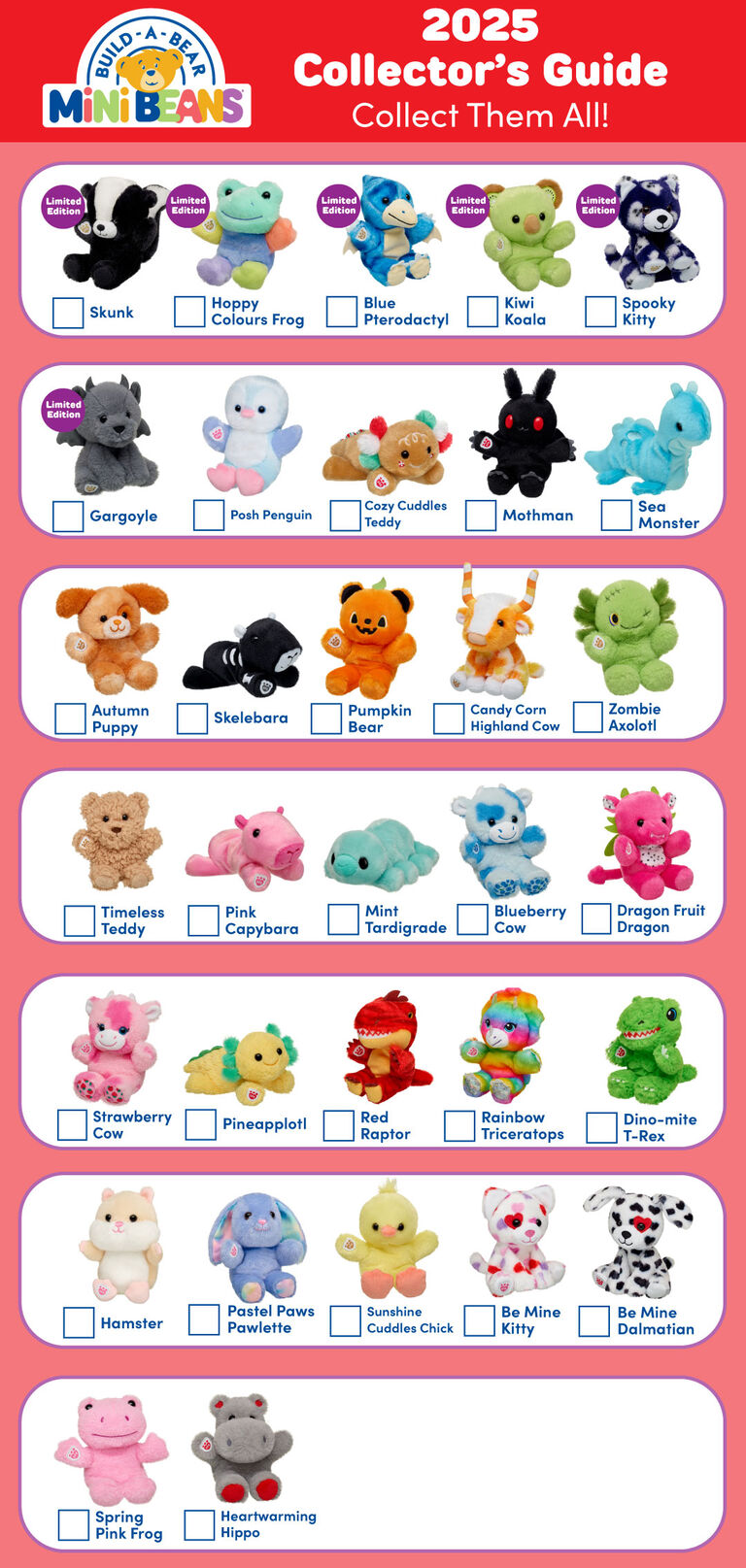 Build-A-Bear Mini Beans Collector's Guide