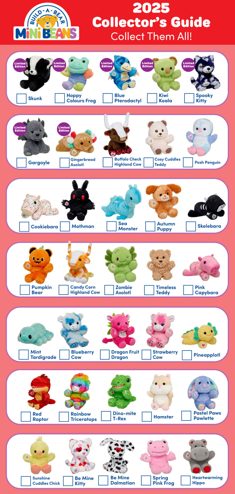 Build-A-Bear Mini Beans Collector's Guide