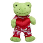 Spring Green Frog Soft Toy Red Heart Gift Set