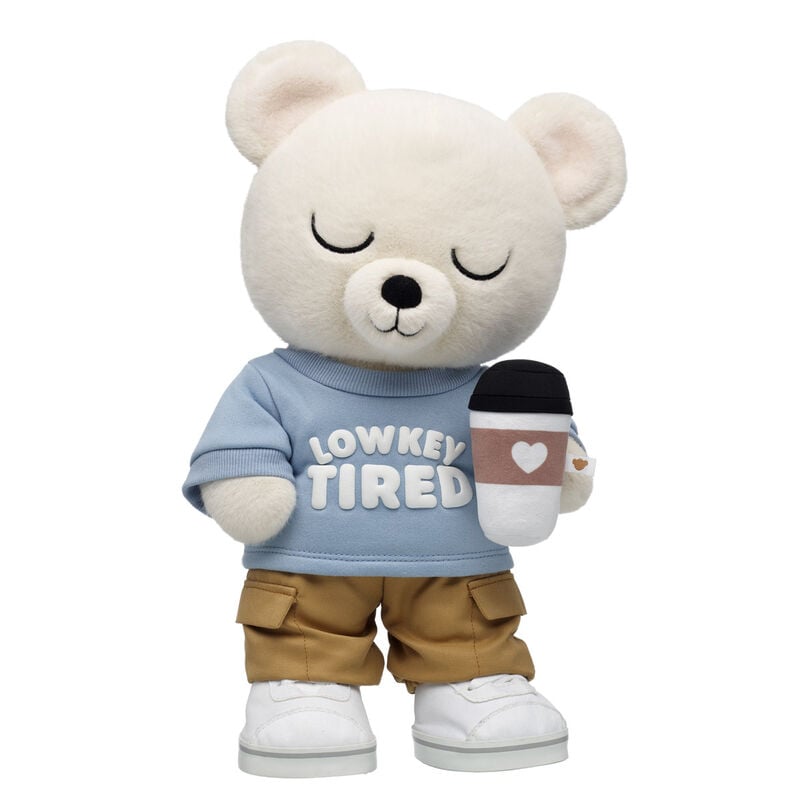 Mellow Moodies Huck Teddy Bear "Lowkey Tired" Gift Set with Coffee plush by Build-A-Bear