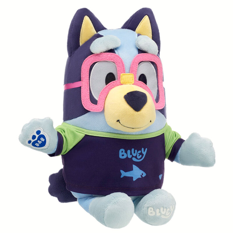 Bluey plush soft toy with Swim Shirt and Goggle Set by Build-A-Bear