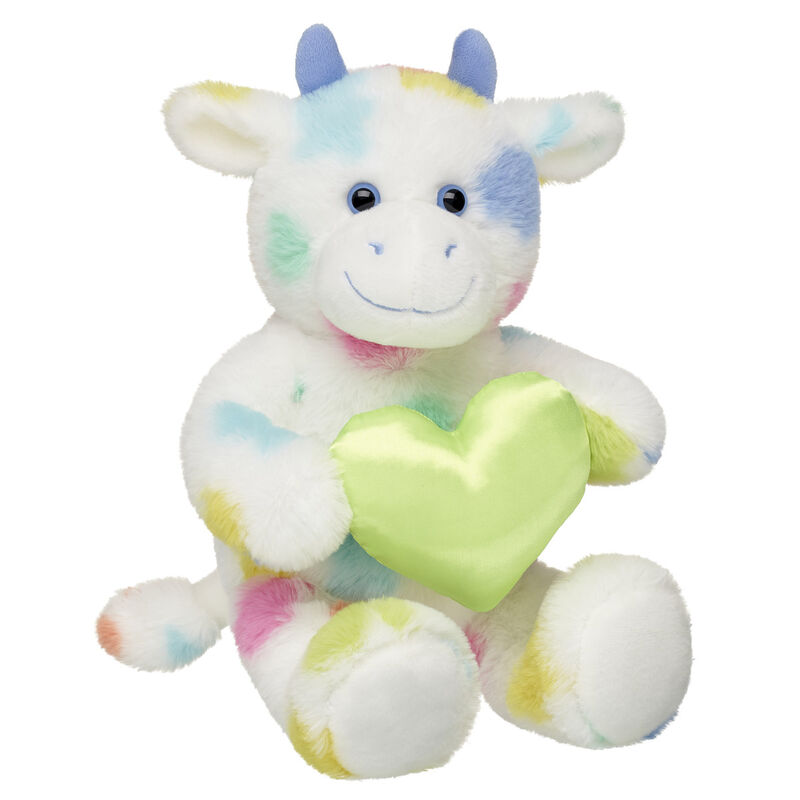 Colorful Splatter Cow Plush With Green Heart BuildABear®