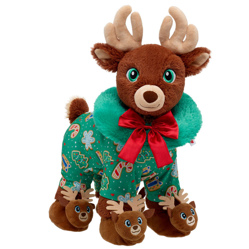 Santa's Reindeer Plush with Sleeper, Wreath and Slippers