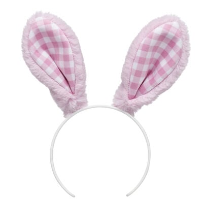 Pink Gingham Bunny Ears Headband