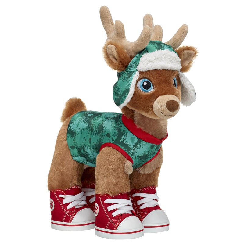 Glisten and the Merry Mission Santa's Reindeer Plush with Green Vest & Red Shoes - Build-A-Bear Workshop