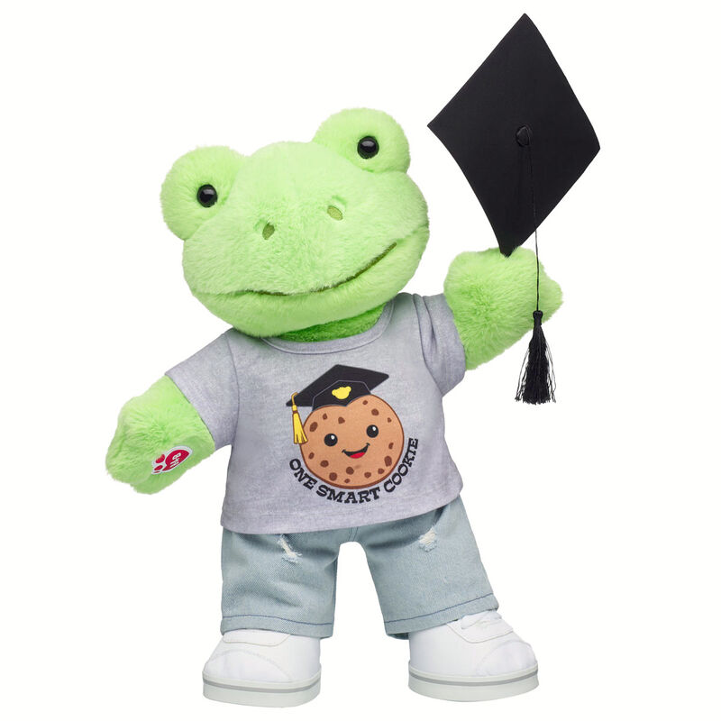 Spring Green Frog Stuffed Animal "One Smart Cookie" Graduation Gift Set plush by Build-A-Bear