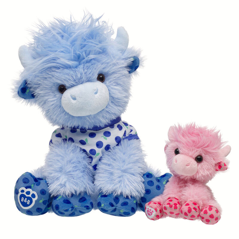 Blueberry Highland Cow Stuffed Animal with Mini Beans Strawberry Highland Cow plush by Build-A-Bear