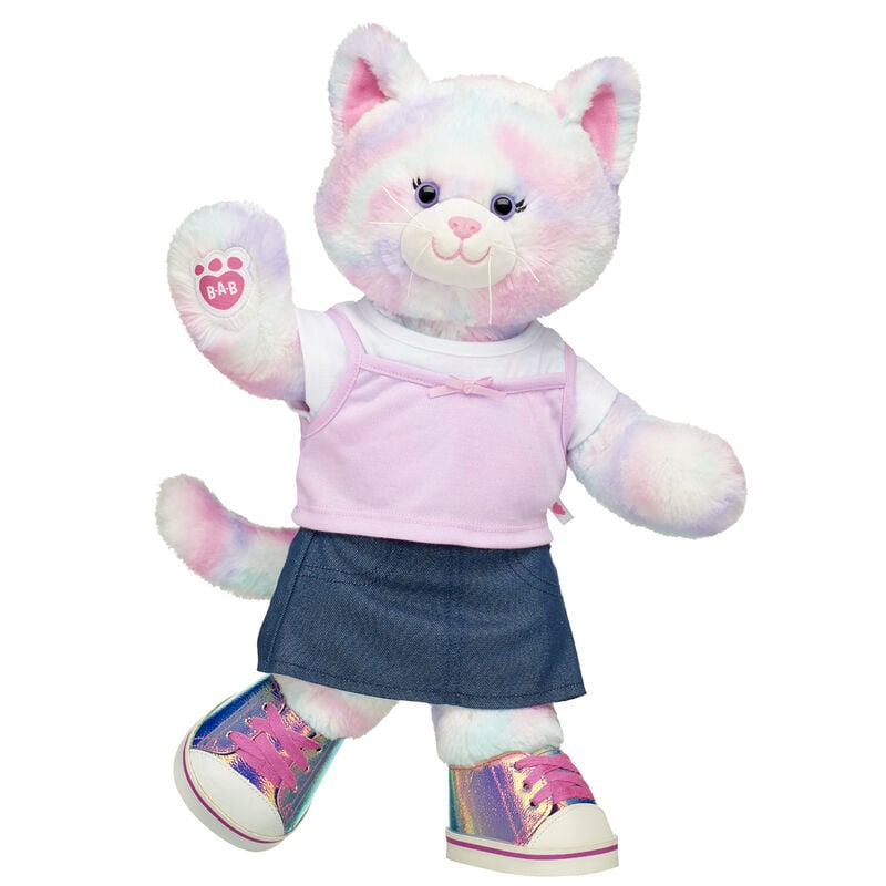 Pastel Swirl Kitty Stuffed Animal Denim Skirt Gift Set - Build-A-Bear Workshop®