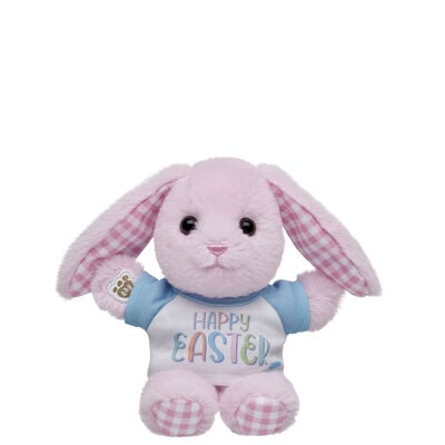 Build-A-Bear Mini Beans&reg; Pink Gingham Pawlette&trade; Bunny Plush with Happy Easter T-Shirt
