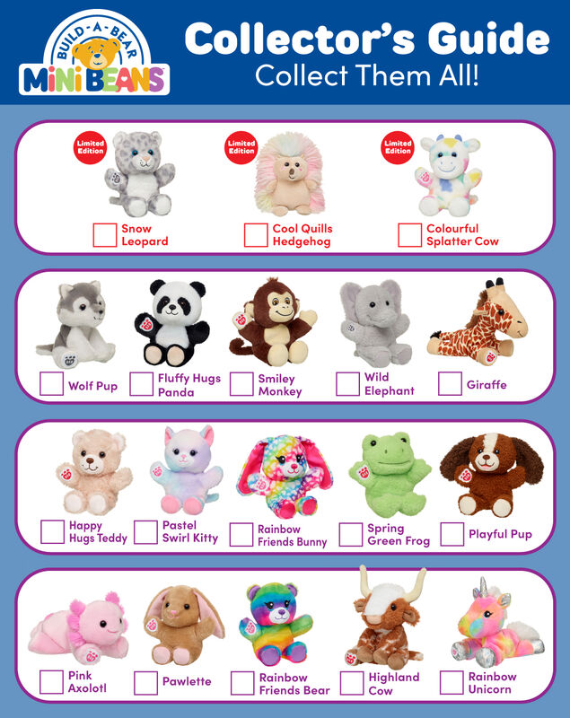 BuildABear Mini Beans Colorful Splatter Cow Stuffed Animal