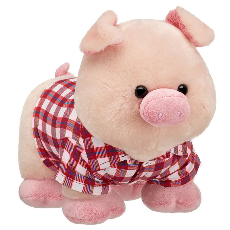 Fuzzy Pink Pig Stuffed Animal Farm Plaid Gift Set - Build-A-Bear Workshop&reg;