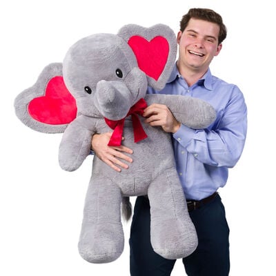 Giant Love You Tons Elephant Soft Toy with Red Velvet Gifting Bow