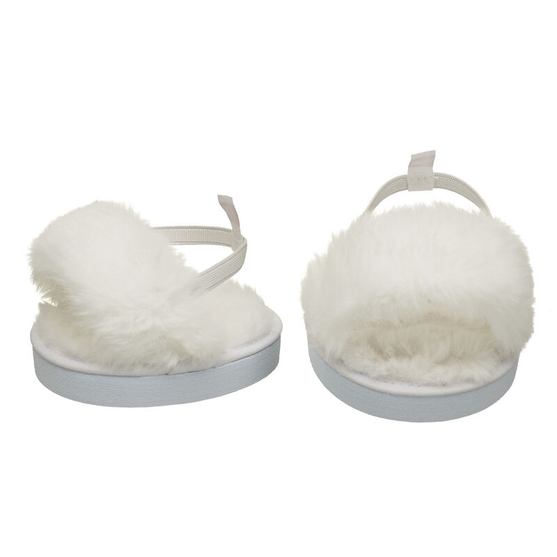 Online Exclusive White Fuzzy Slippers - Build-A-Bear Workshop&reg;