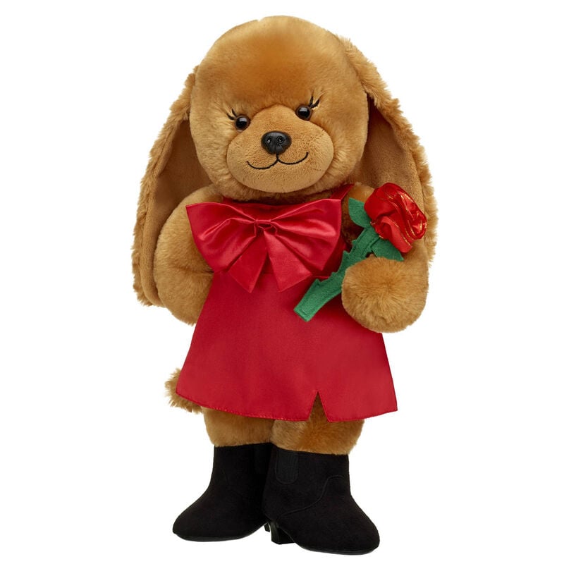 Online Exclusive Barkleigh&trade; Dog Stuffed Animal Red Dress Gift Set with Rose - Build-A-Bear Workshop&reg;