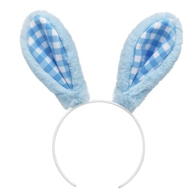 Blue Gingham Bunny Ears Headband