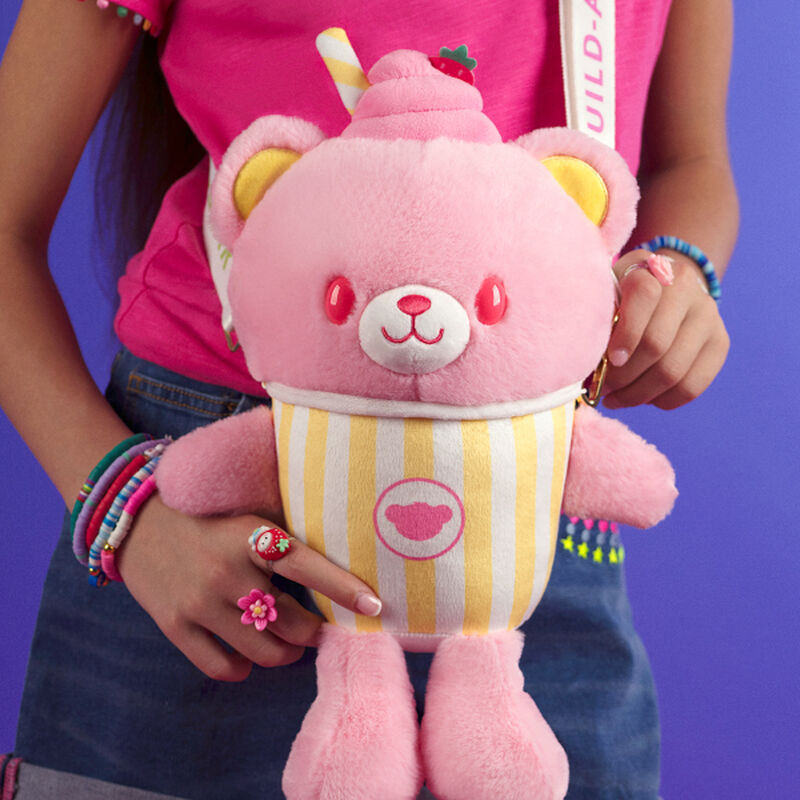 Strawberry Lemonade Bear Slushie Plushie with Carrying Strap plush by Build-A-Bear