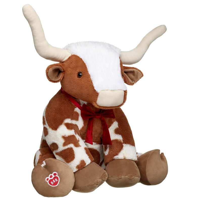 Giant Longhorn Cow Stuffed Animal with Red Gifting Bow - Build-A-Bear Workshop&reg;