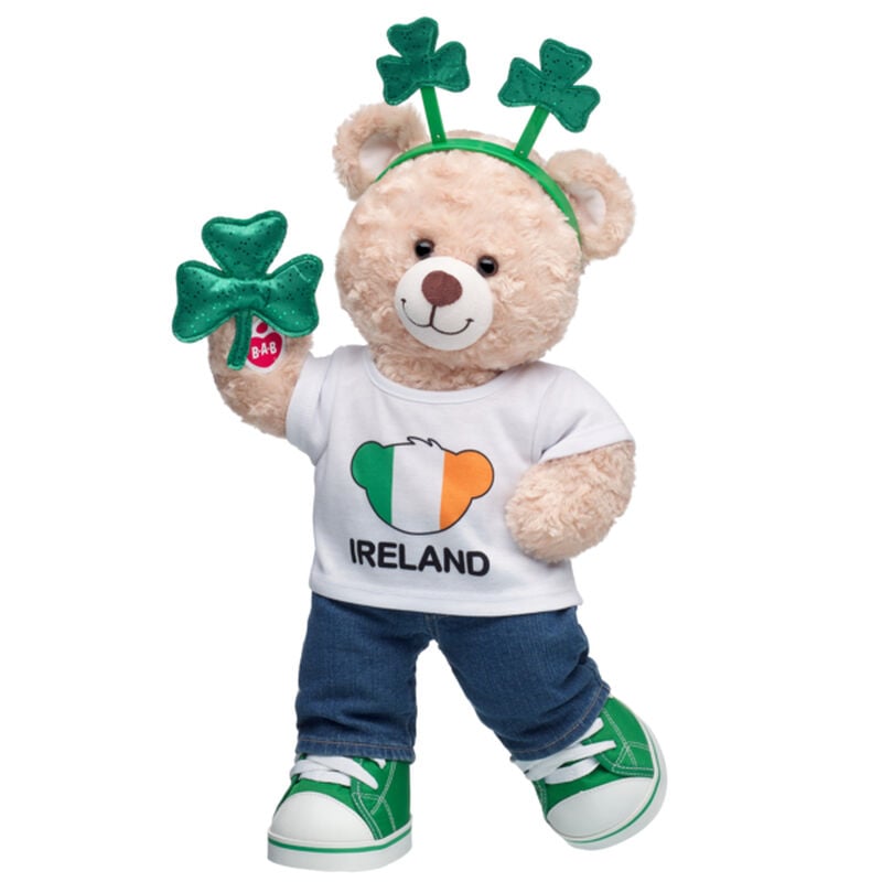 Happy Hugs Teddy Bear Ireland Gift Set with Shamrocks plush by Build-A-Bear