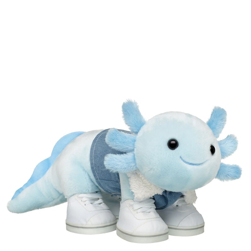 Online Exclusive Ice Blue Axolotl Stuffed Animal Denim Vest Gift Set with Shoes - Build-A-Bear Workshop&reg;
