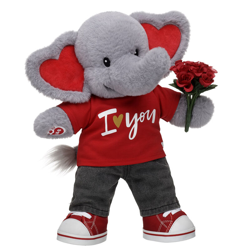 Love You Tons Elephant Stuffed Animal Red Roses Gift Set plush by Build-A-Bear