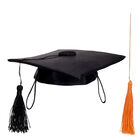 Black Graduation Cap with Orange Tassel