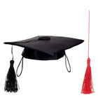 Black Graduation Cap with Red Tassel