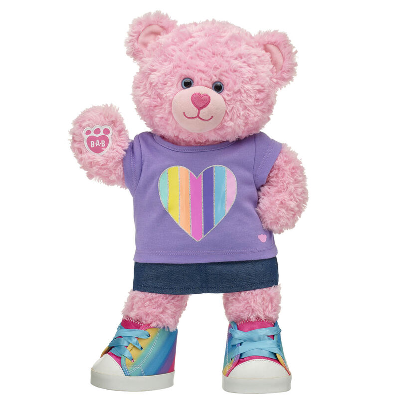 Cuddles Pink Teddy Bear Rainbow Gift Set Shop BuildABear®