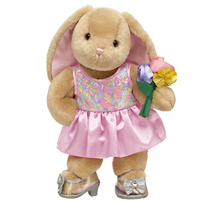 Pawlette™ Bunny Plush Sequin Dress Gift Set with Bouquet - Build-A-Bear Workshop®