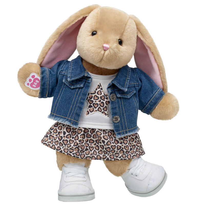 Pawlette&trade; Bunny Plush Leopard Print Star Skirt Gift Set with Jean Jacket - Build-A-Bear Workshop&reg;