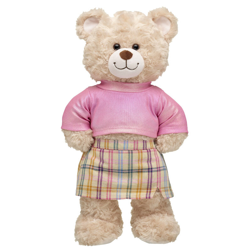 2-Piece Pink Top and Plaid Skirt Outfit for Stuffed Animals - Build-A-Bear Workshop&reg;