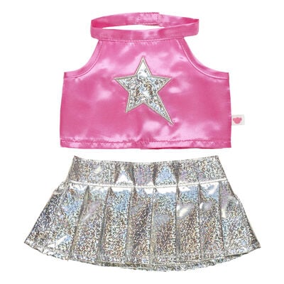 Silver Pleated Skirt Set