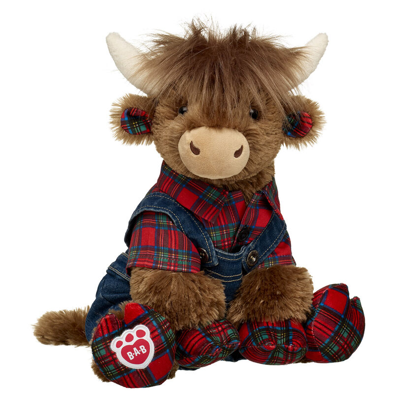 Tartan Highland Cow Stuffed Animal with Shirt and Overalls - Build-A-Bear Workshop&reg;