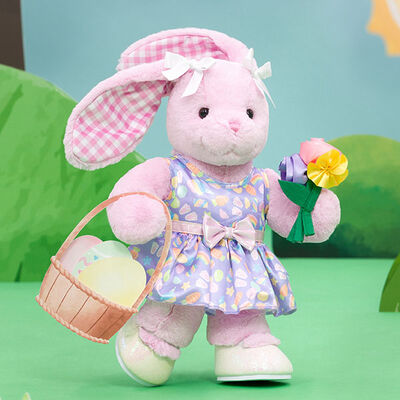 Pink Gingham Pawlette&trade; Bunny Plush Spring Flowers Gift Set