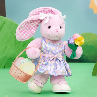 Pink Gingham Pawlette&trade; Bunny Plush Spring Flowers Gift Set
