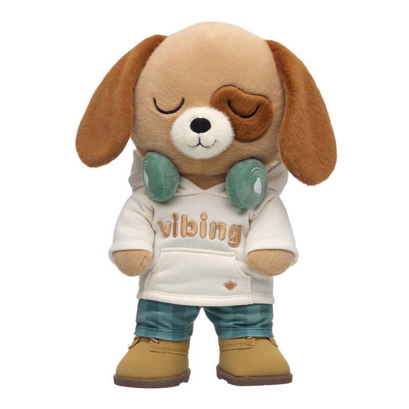 Mellow Moodies Mateo Dog Stuffed Animal "Vibing" Gift Set with Headphones plush by Build-A-Bear