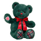 Christmas Plaid Teddy with Red Gift Bow