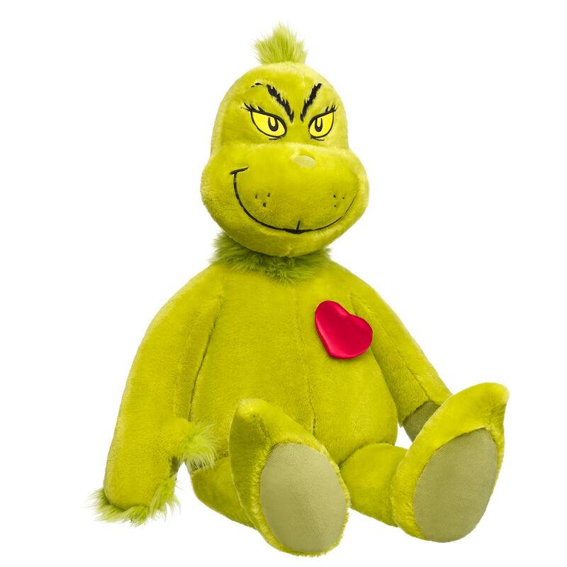 Giant Grinch plush with extra large heart by Build-A-Bear