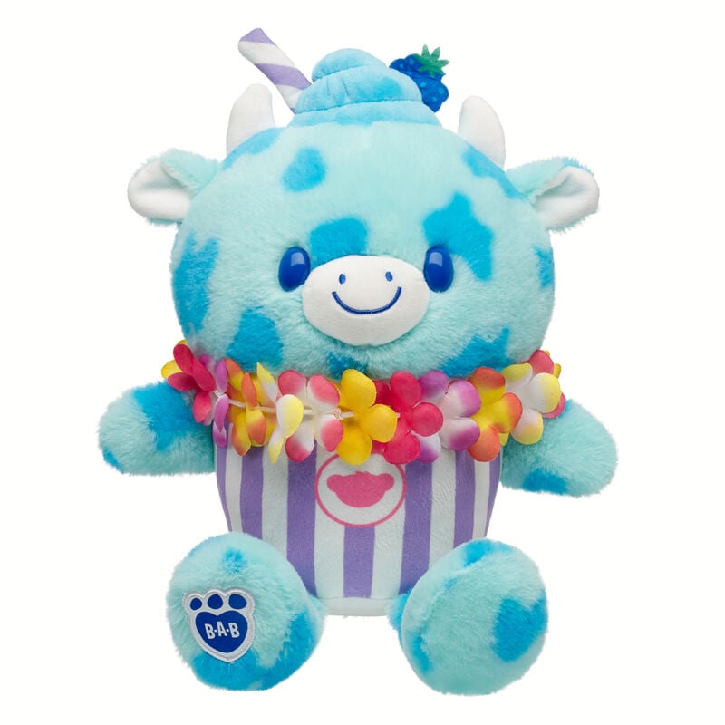 Blue Raspberry Cow Slushie Plushie with Lei Necklace plush by Build-A-Bear