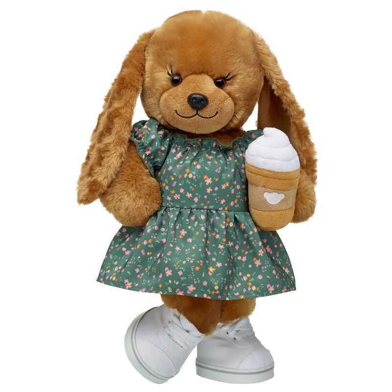 Online Exclusive Barkleigh&trade; Dog Soft Toy Green Floral Dress Gift Set - Build-A-Bear Workshop&reg;