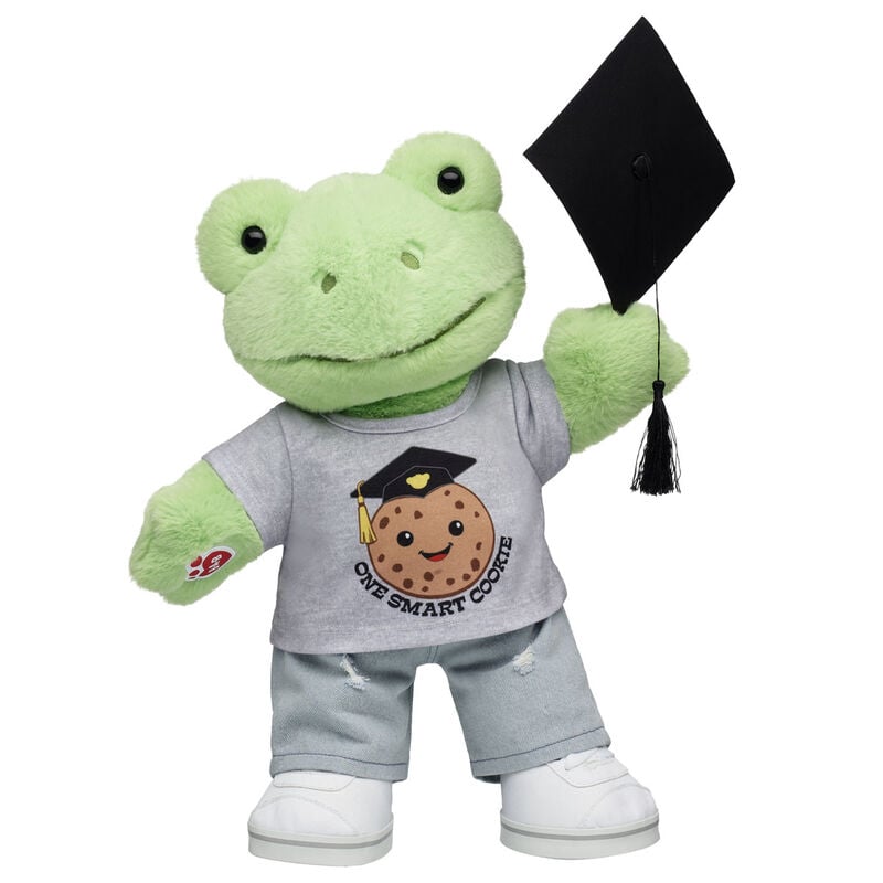Spring Green Frog Stuffed Animal "One Smart Cookie" Graduation Gift Set plush by Build-A-Bear