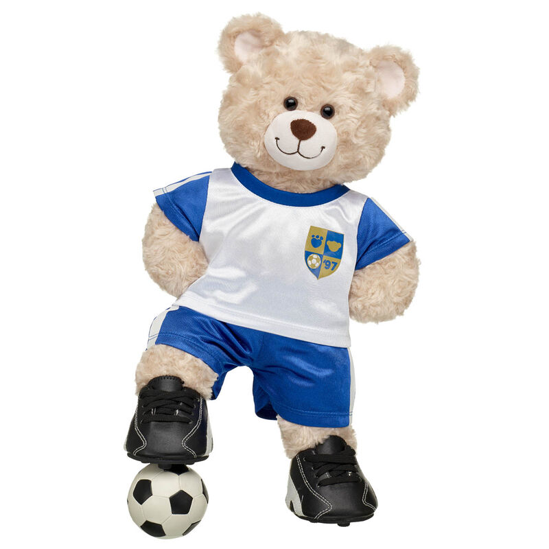 Happy Hugs Teddy Bear Blue Soccer Gift Set with Soccer Ball - Build-A-Bear Workshop®