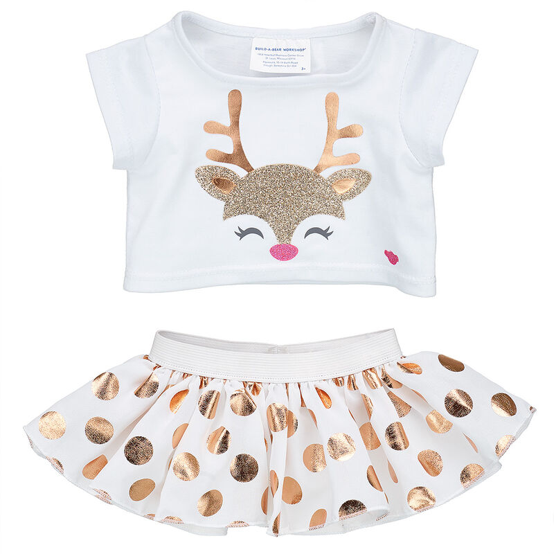 Sequin Reindeer Skirt Set