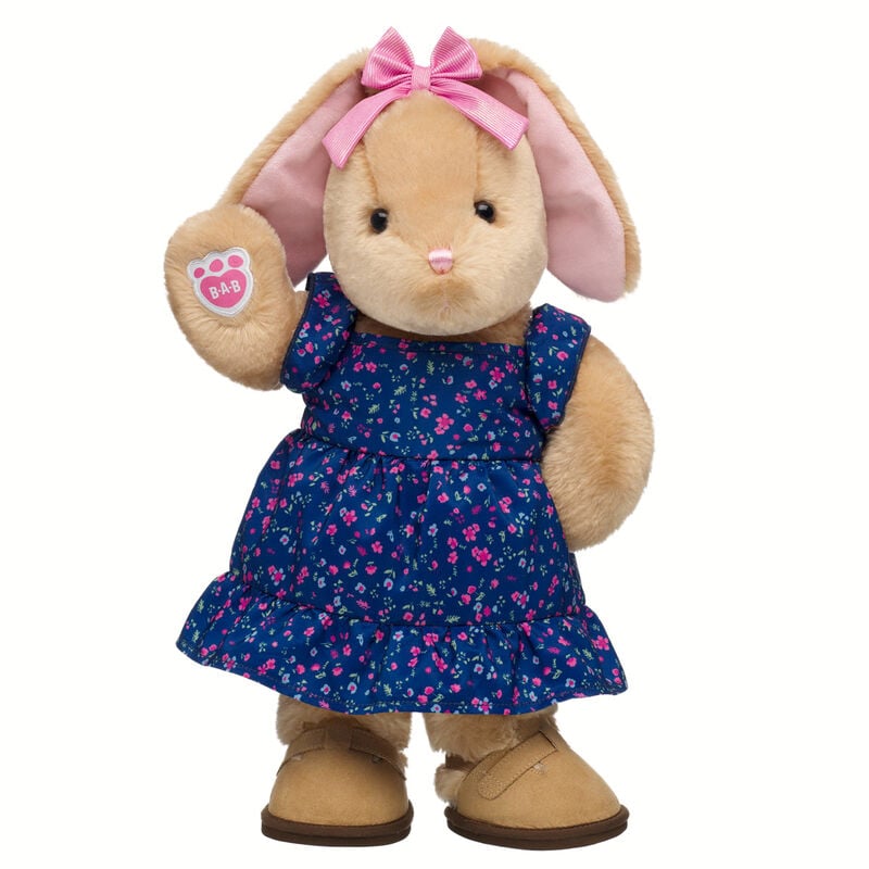 Pawlette Bunny Plush Navy Floral Dress & Clogs Gift Set by Build-A-Bear