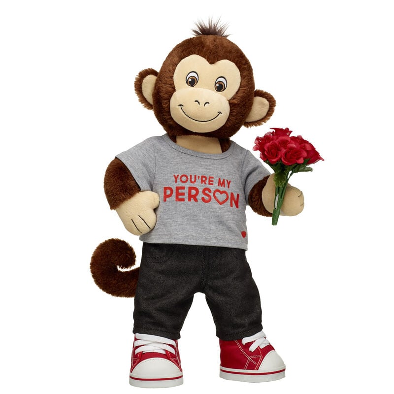 Smiley Monkey Stuffed Animal "You're My Person" Gift Set with Roses - Build-A-Bear Workshop®