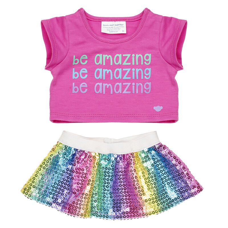 Rainbow "Be Amazing" T-Shirt & Skirt Set - Build-A-Bear®