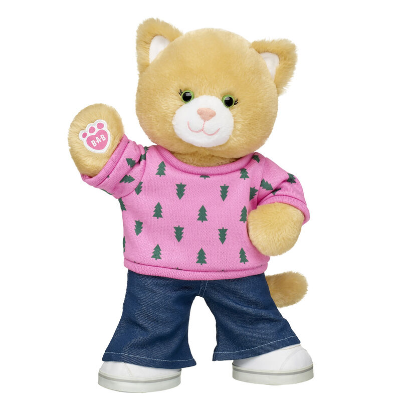 Online Exclusive Jennifur Cat Plush Pink and Green Christmas Tree Sweater Gift Set - Build-A-Bear Workshop®