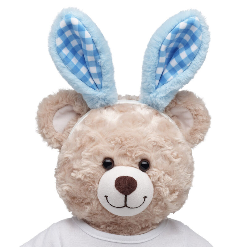 Blue Gingham Bunny Ears Headband by Build-A-Bear