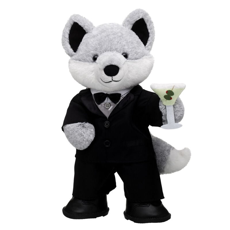 Online Exclusive Silver Fox Stuffed Animal Martini Gift Set plush by Build-A-Bear