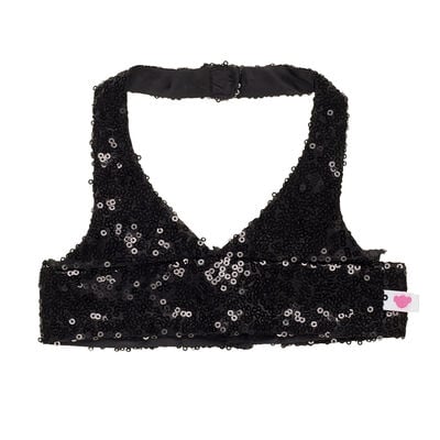 Black Sequin Halter Tank
