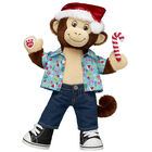 Smiley Monkey Soft Toy with Tropical Christmas Santa Hat Gift Set